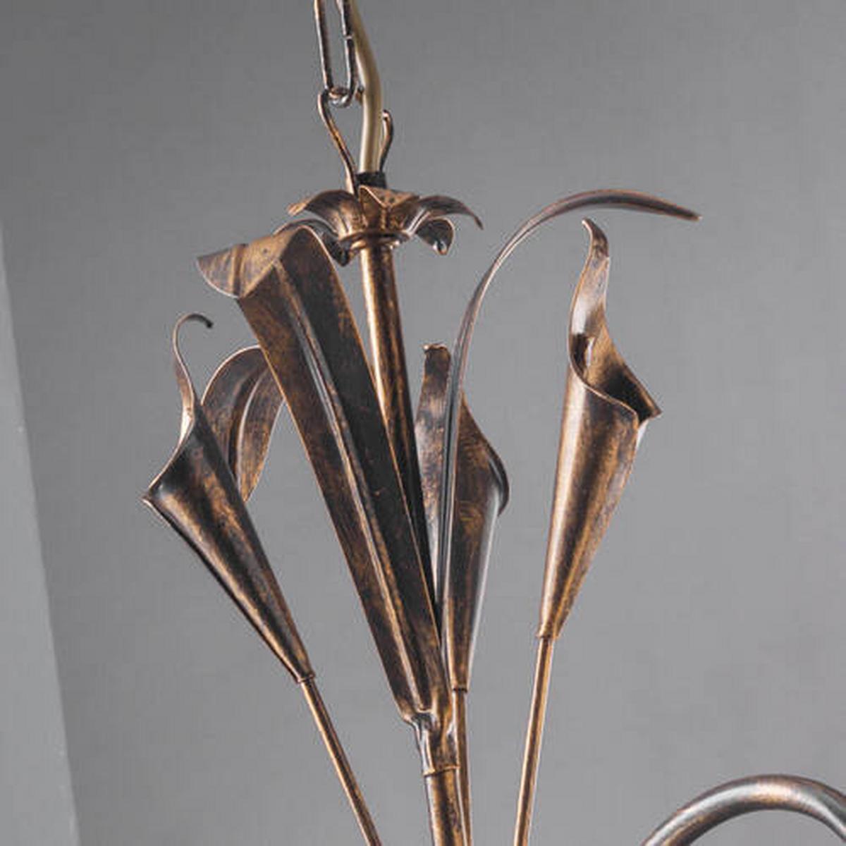 Kronleuchter Lucrezia Bronzo Bronzefarben max. 6 Watt - Bronzefarben, Natur, Glas/Metall (70/100cm)