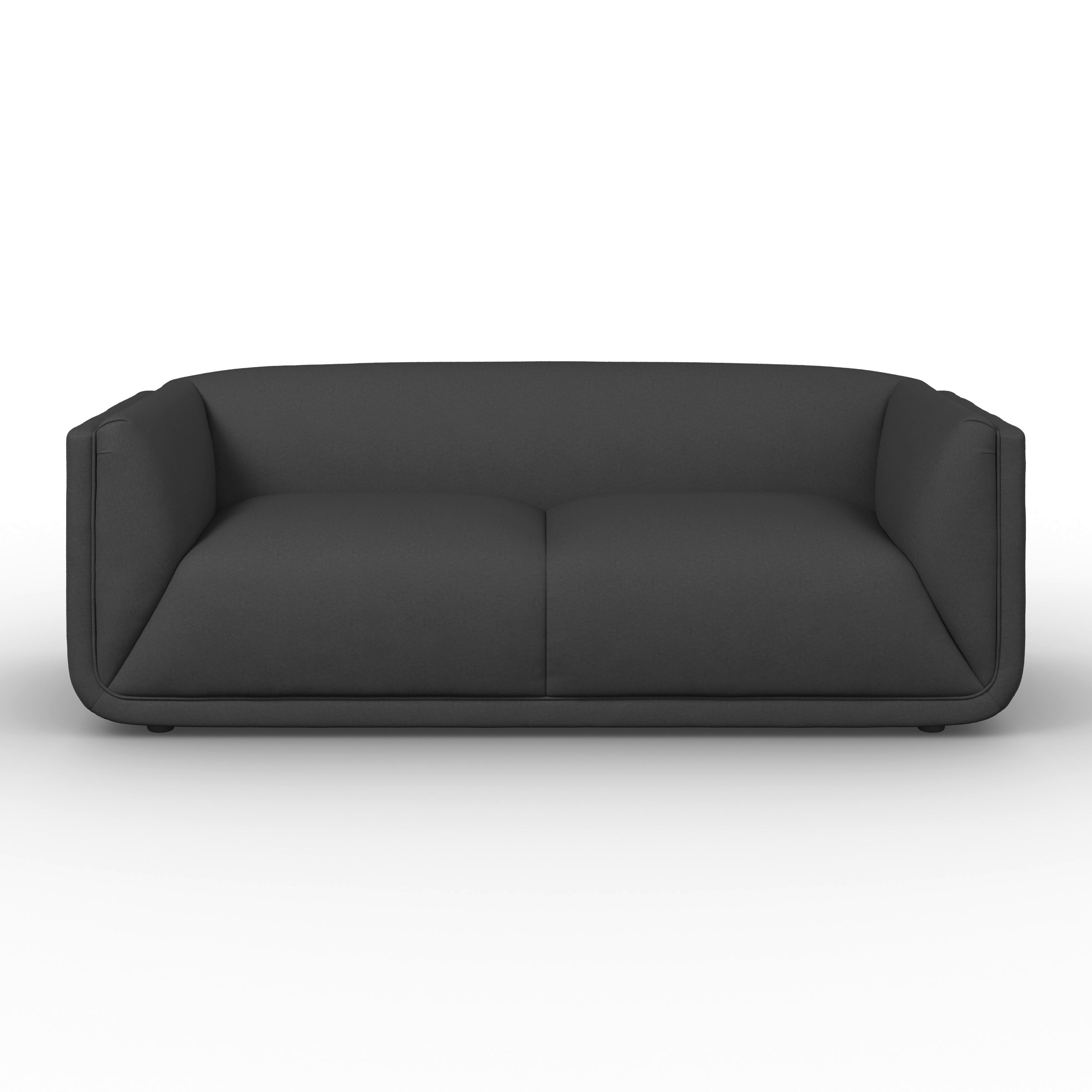 Sofa Hevi Samt Dunkelgrau - Dunkelgrau/Schwarz, MODERN, Holz/Kunststoff (197/73/86cm) - Bessagi Home