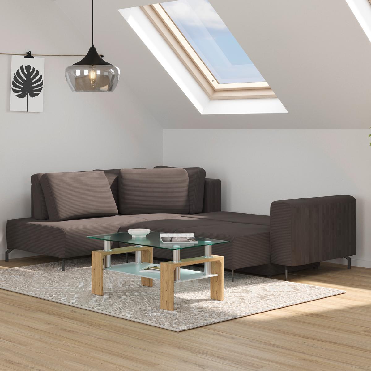 Kutna Garnitura Veni - smeđa/crna, Moderno, tekstil (210/272cm) - Modern Living