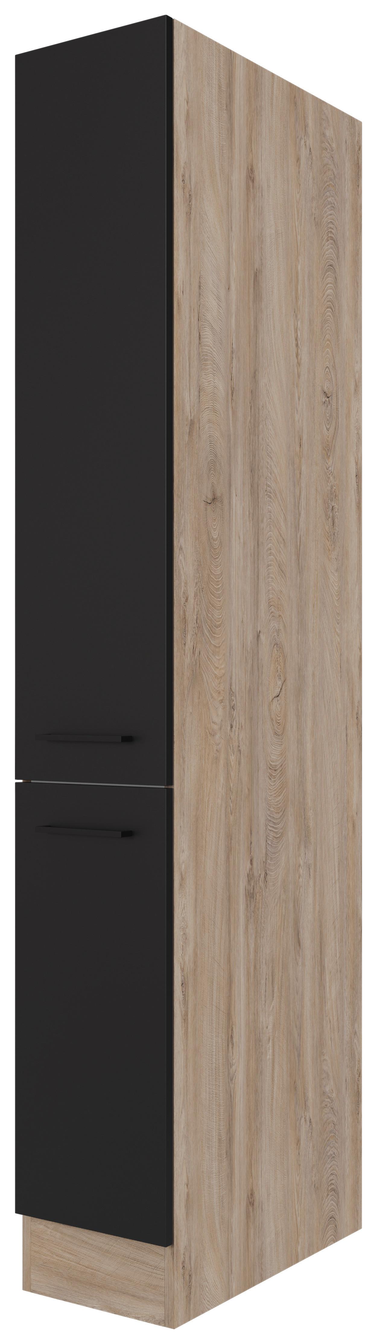 Apothekerschrank Capri Schwarz/Eichefarben - Eichefarben/Schwarz, KONVENTIONELL, Holzwerkstoff/Metall (30/200/57cm) - FlexWell