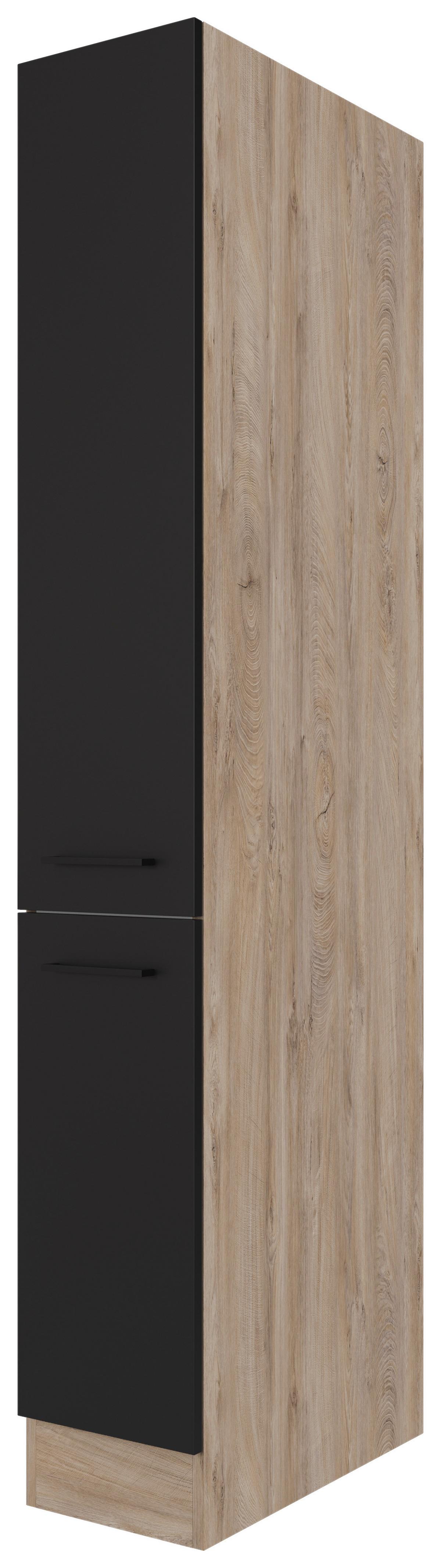 Apothekerschrank Capri Schwarz/Eichefarben - Eichefarben/Schwarz, KONVENTIONELL, Holzwerkstoff/Metall (30/200/57cm) - FlexWell