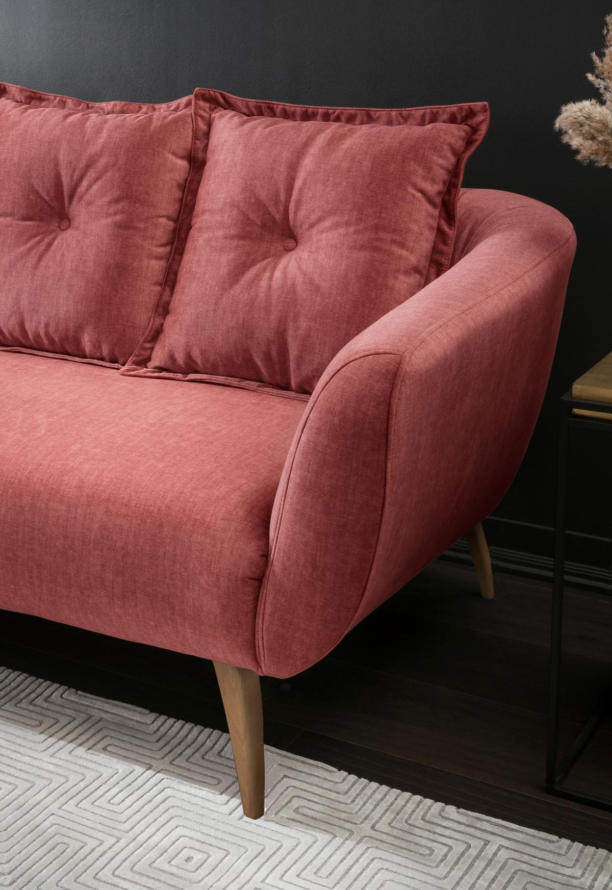 3-Sitzer-Sofa Baggio Koralle Velours - Koralle/Buchefarben, MODERN, Holz/Textil (236/94/103cm) - Livetastic