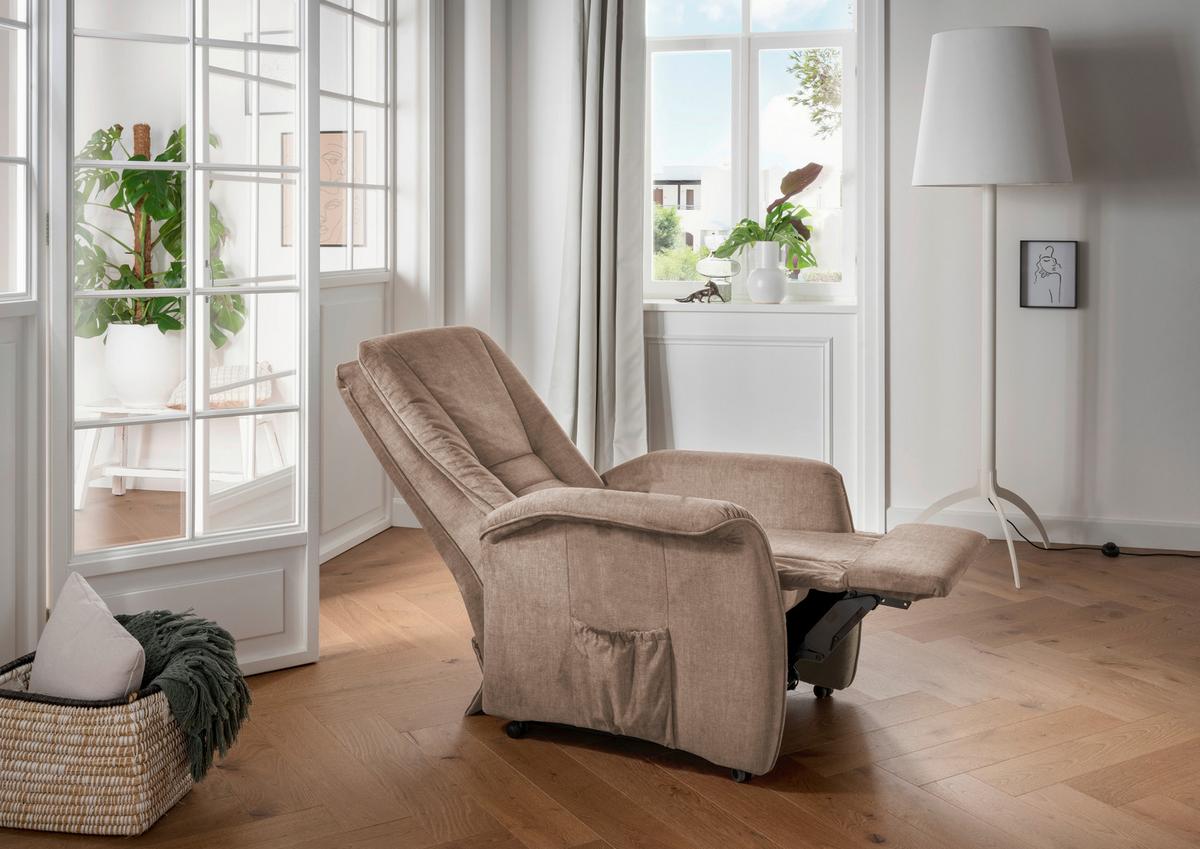 Relaxsessel Harry Hellbraun Velours - Hellbraun/Schwarz, Design, Kunststoff/Textil (77/107/88cm) - Livetastic