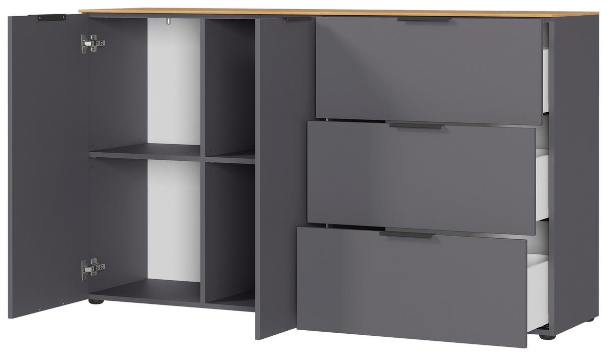 Kommode California in Graphitfarben/Eichefarben - Eichefarben/Graphitfarben, MODERN, Holzwerkstoff/Metall (151/98/40cm) - Premium Living