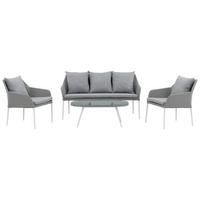 LOUNGEGARNITUR SPOGA - Weiß/Grau, KONVENTIONELL, Glas/Textil - Gardenson