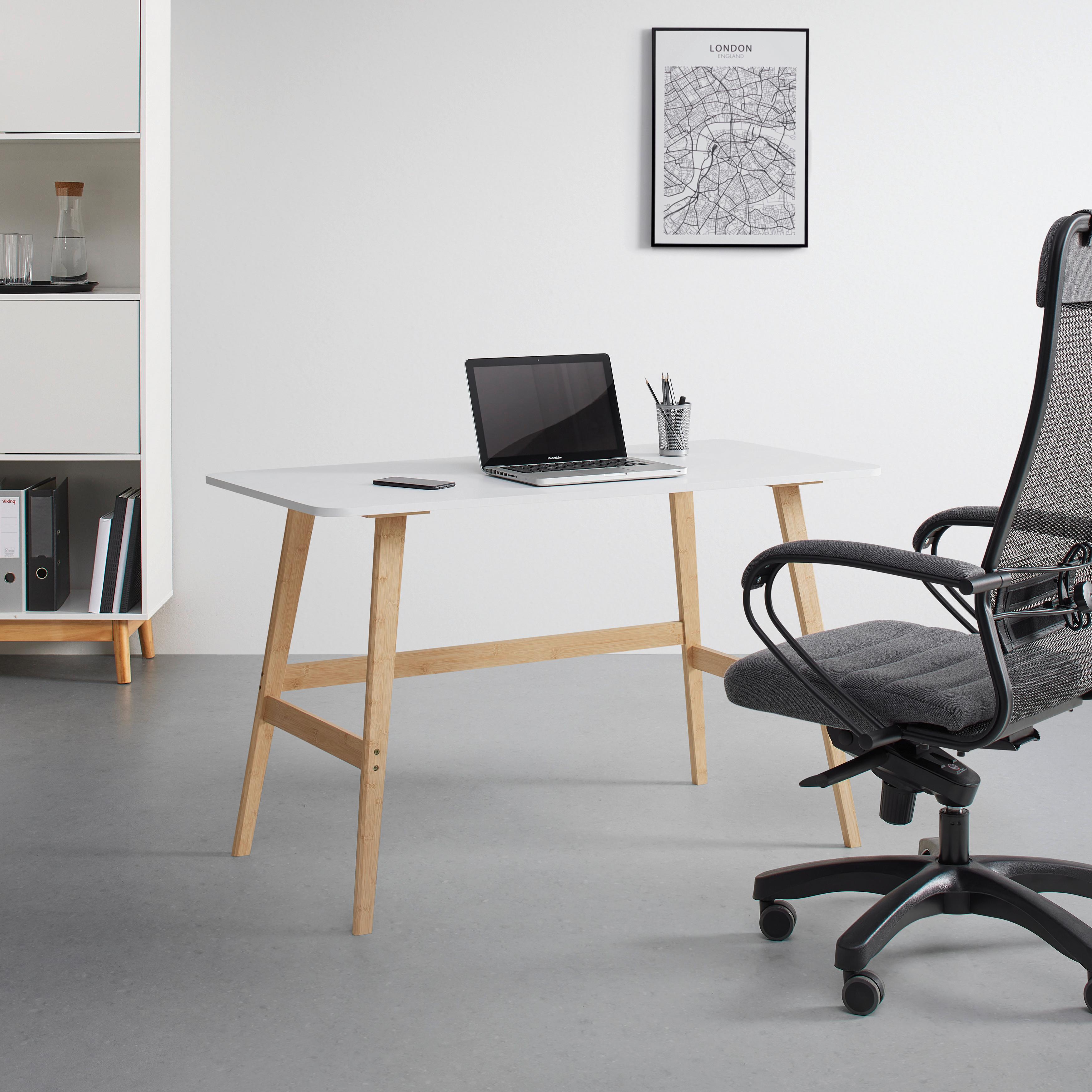 Schreibtisch Phil Naturfarben/Weiß - Naturfarben/Weiß, MODERN, Naturmaterialien/Holzwerkstoff (120/75/60cm) - Mömax