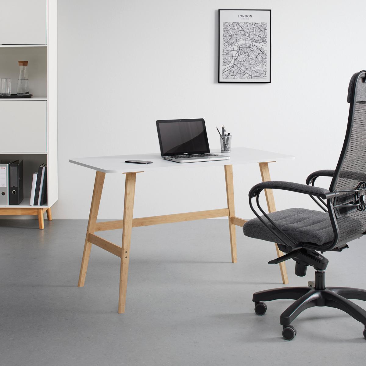 Íróasztal Phil - natúr/fehér, Modern, faalapú anyag/természetes anyagok (120/75/60cm) - Mömax