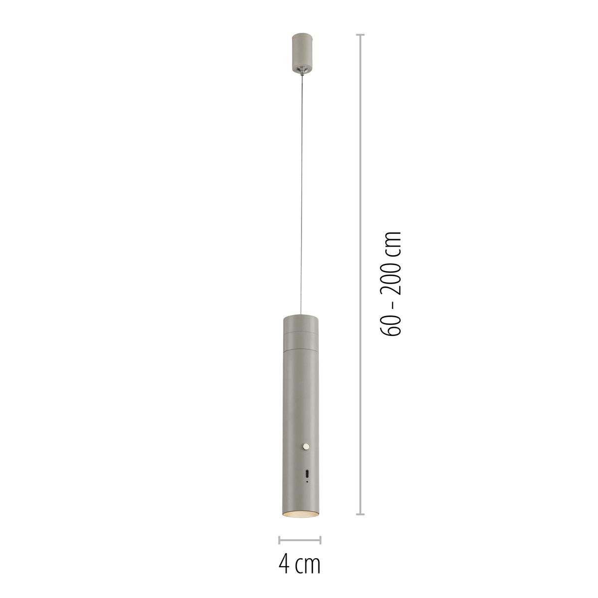 LAMPA WISZĄCA LED 18281-40 ATTACH - greige, Design, tworzywo sztuczne/metal (4/4/200cm)