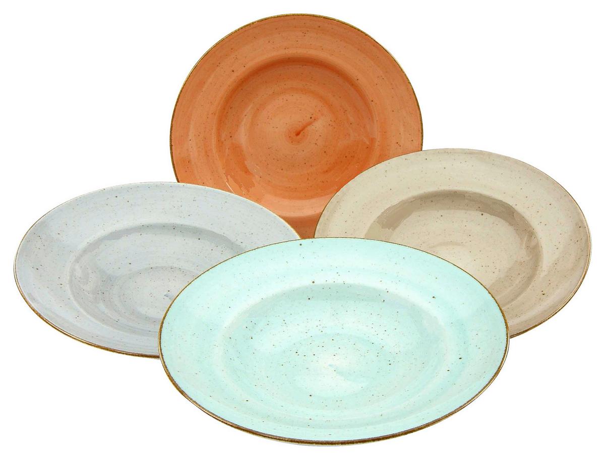 Set Krožnikov Za Testenine Vintage Nature Bunt, 4-Delni - svetlo modra/umazano rjava, Basics, keramika (27cm) - Creatable