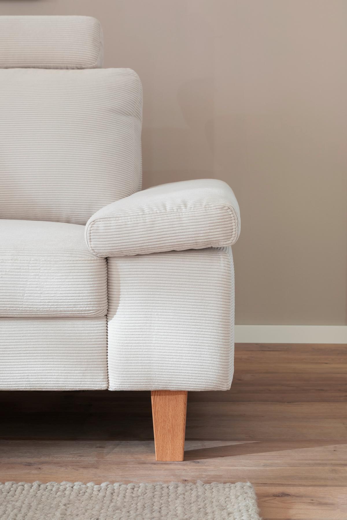 Wohnlandschaft Corvara 2.0 - Weiss/Eichefarben, Konventionell, Holz/Holzwerkstoff (220/86/286cm) - Premium Living