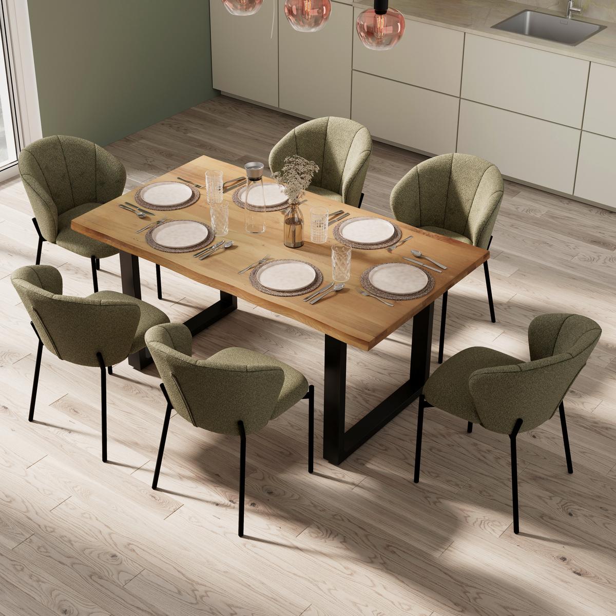 Stuhl Zoey Grün Chenille Gepolstert - Schwarz/Grün, MODERN, Holz/Textil (48/79/61cm) - Bessagi Home