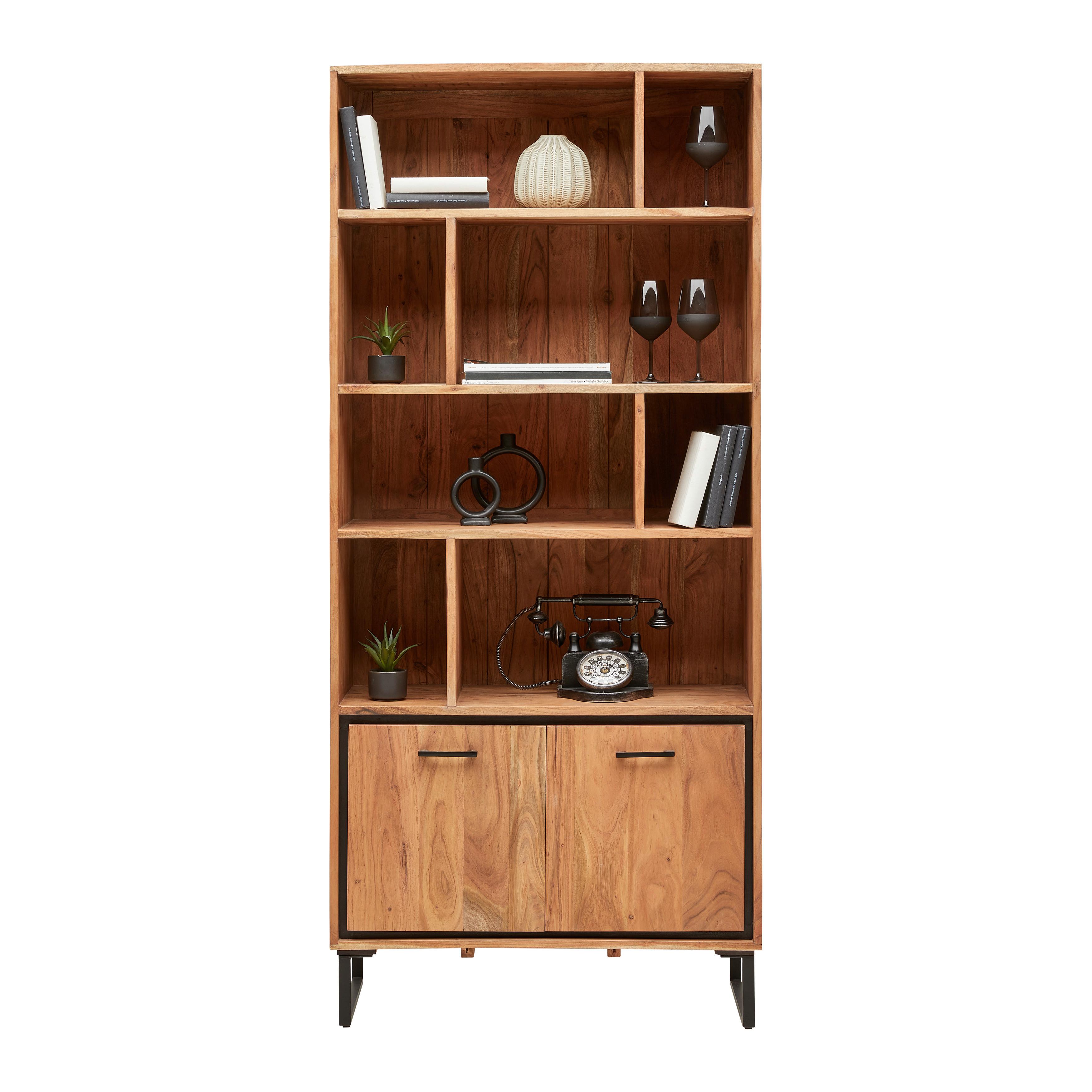 Regal Shiva Schwarz/Akaziefarben - Schwarz/Akaziefarben, MODERN, Holz/Metall (88/195/40cm) - Mömax