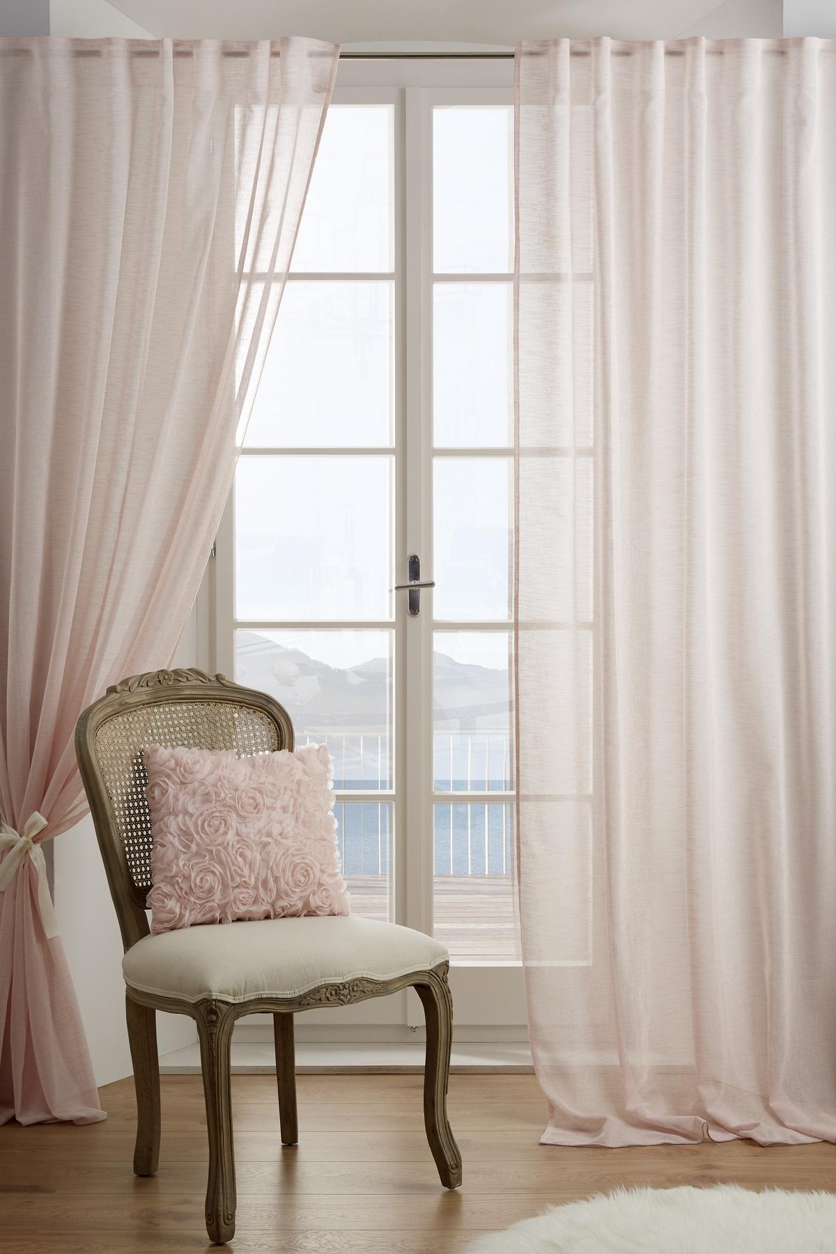 Fertigvorhang Sigrid in Rosa ca.140x245cm - Rosa, ROMANTIK / LANDHAUS, Textil (140/245cm) - Premium Living