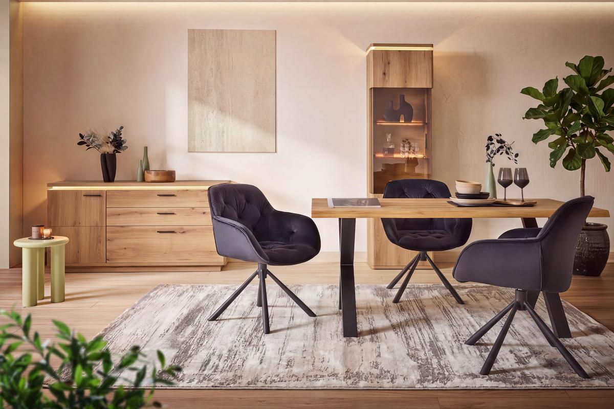Vitrine Alameda Eichefarben - Eichefarben/Anthrazit, MODERN, Glas/Holzwerkstoff (55/208/38cm) - Mömax
