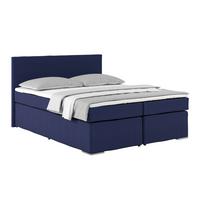 Boxspring Krevet Nero - tamno plava/boje kroma, Konvencionalno, tekstil/metal (160/200cm) - Based