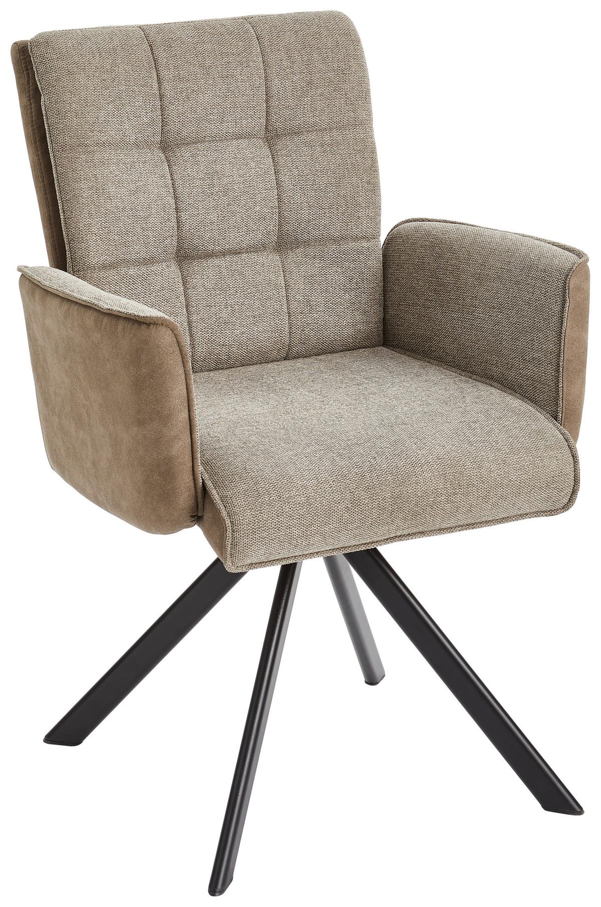 KRZESŁO Z PODŁOKIETNIKAMI FRIDA - czarny/szary, Modern, metal/drewno (61/91/64cm) - Livetastic