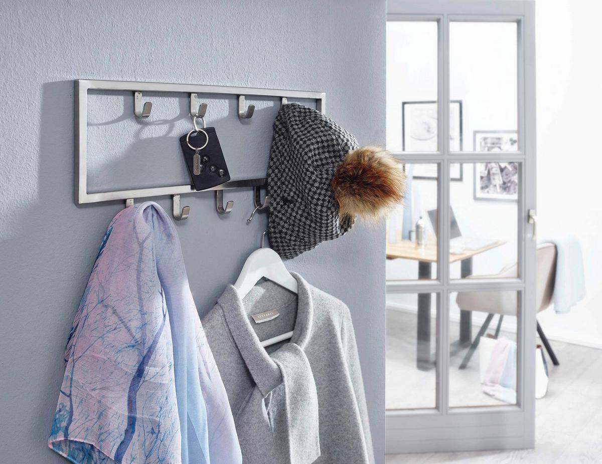 Wandgarderobe Wohnling ca. 50x20x4 cm Silberfarben - Silberfarben, MODERN, Metall (50/20/4cm) - MID.YOU