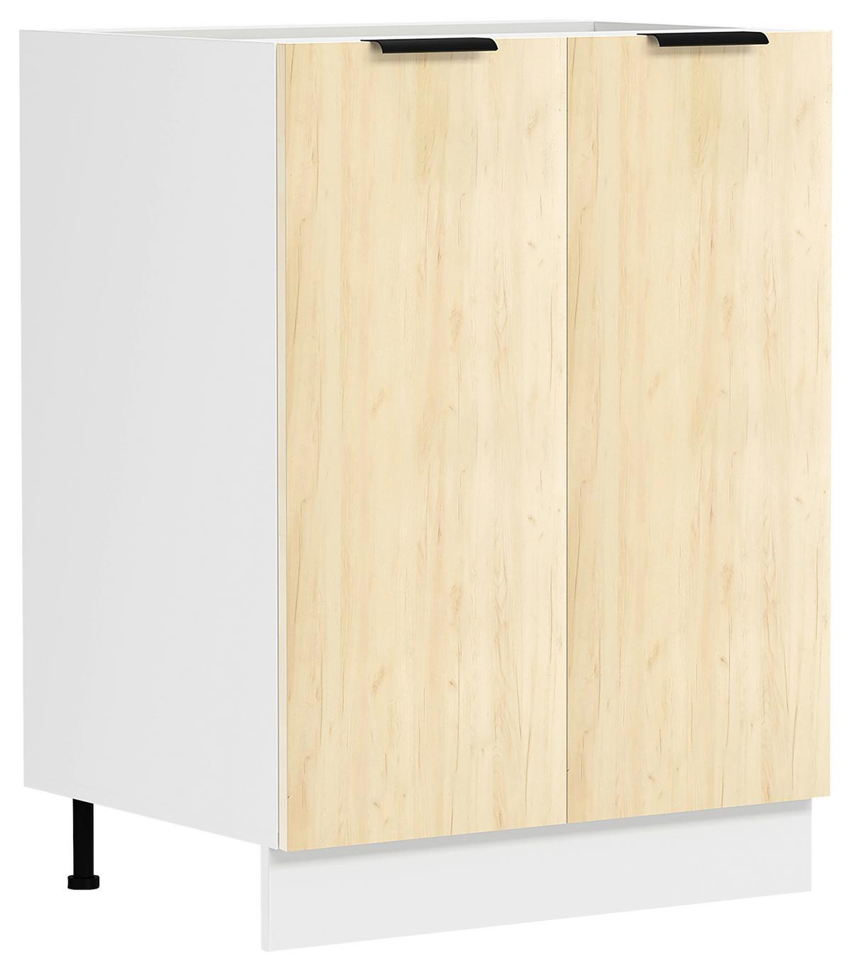 Kuhinjska Spodnja Omarica Fasola, Bela, Hrast, Š 60cm - črna/bela, Trend, umetna masa/leseni material (60/82/46cm) - MID.YOU