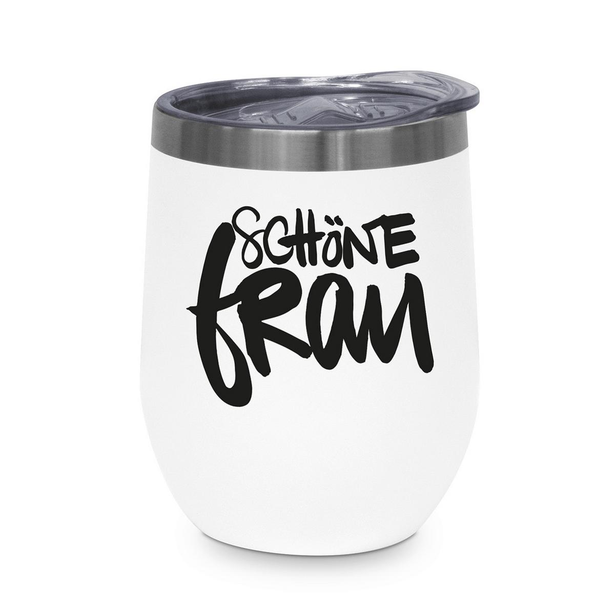 Thermobecher Schöne Frau ca. 350ml - Weiss/Schwarz, Modern, Metall (9/11,5cm)