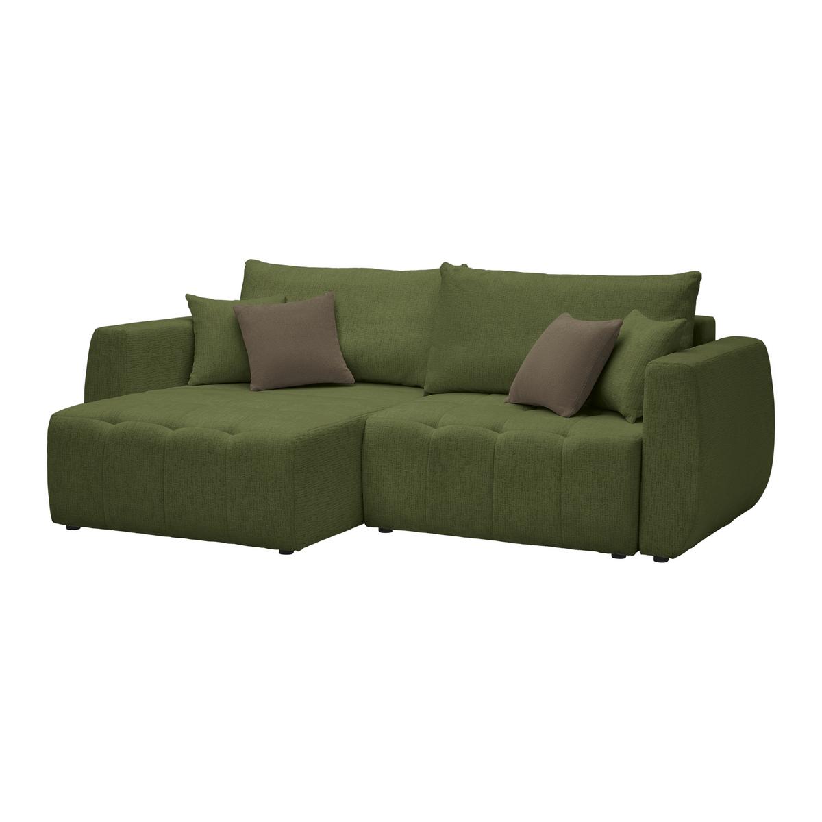 Schlafsofa Bologna Olivgrün - Schwarz/Olivgrün, Kunststoff/Textil (245/74-90/104cm) - Mömax