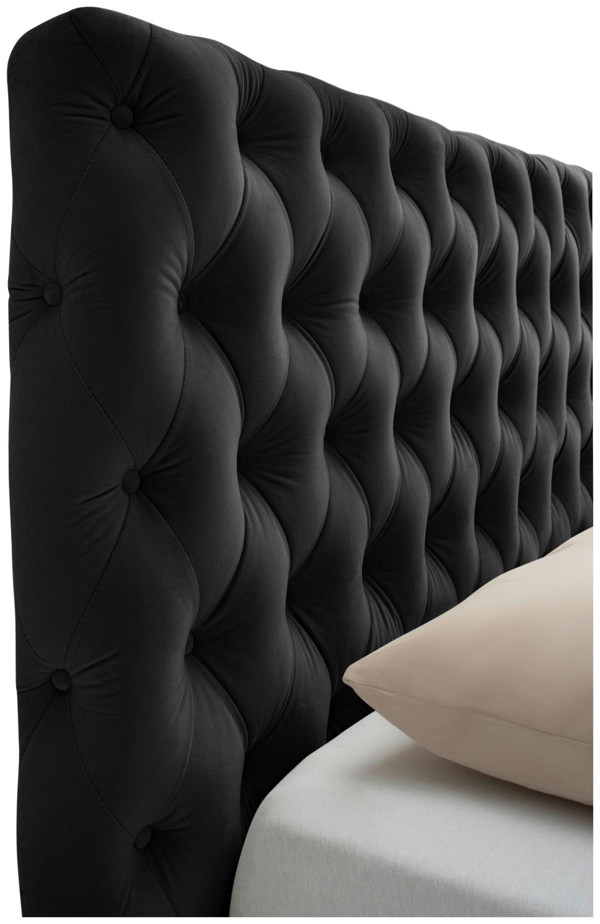 Polsterbett Katar Schwarz ca. 160x200cm - Schwarz, KONVENTIONELL, Textil (160/200cm) - Mömax