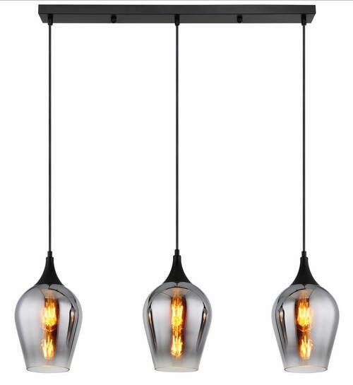 HÄNGELEUCHTE 155520-3HS LAVUS - Schwarz, Design, Glas/Metall (83/18/120cm) - Globo