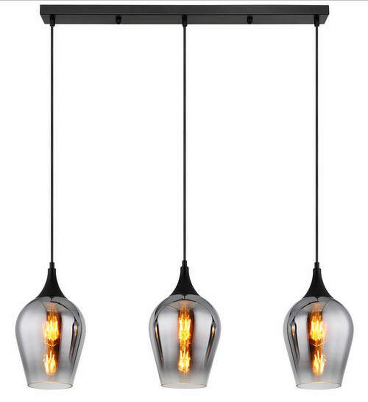 HÄNGELEUCHTE 155520-3HS LAVUS - Schwarz, Design, Glas/Metall (83/18/120cm) - Globo