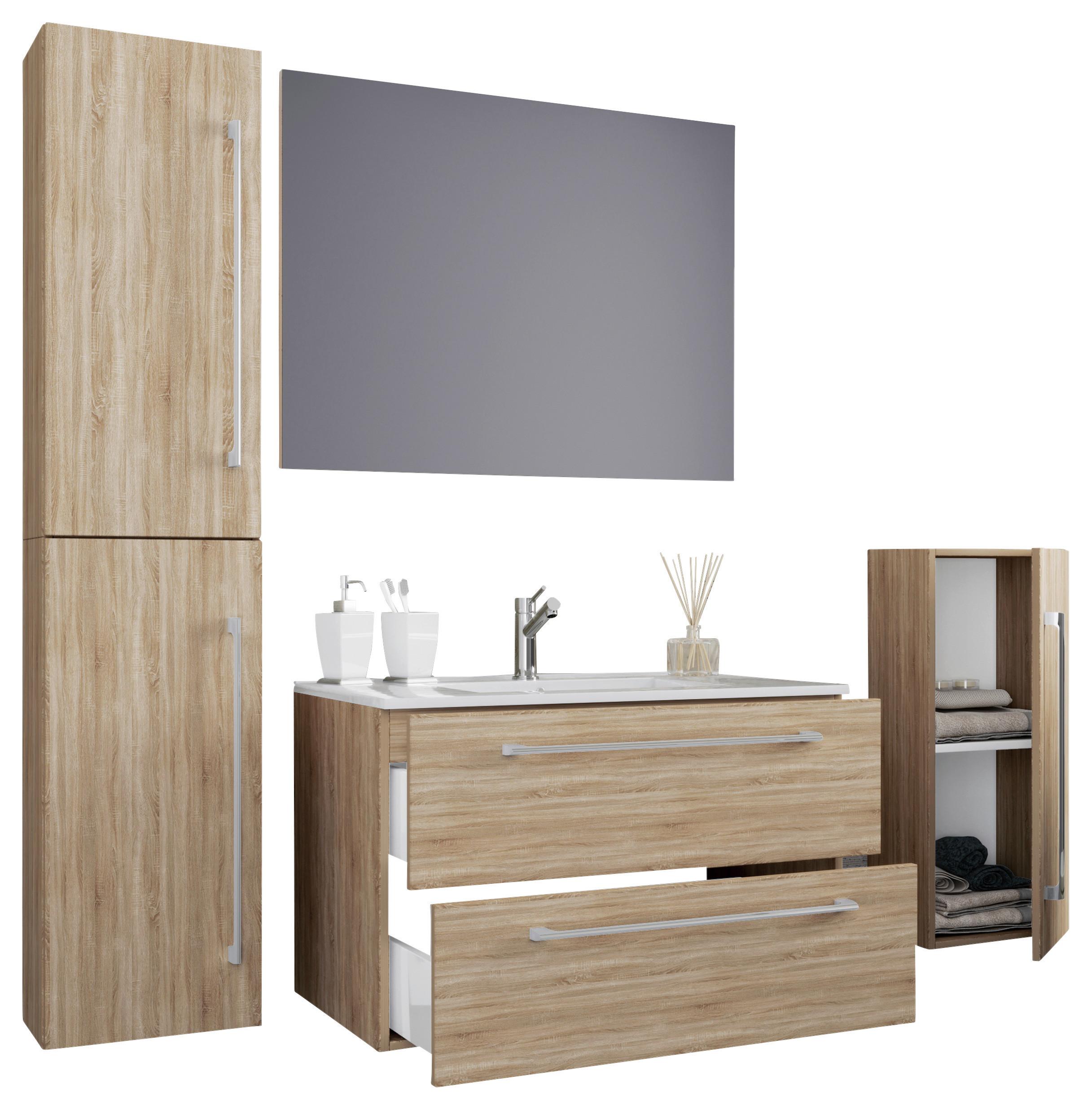 Kopalnica Badinos, Hrast - siva/črna, Moderno, kovina/leseni material (147cm) - MID.YOU