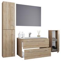 Kopalnica Badinos, Hrast - siva/črna, Moderno, kovina/leseni material (147cm) - MID.YOU