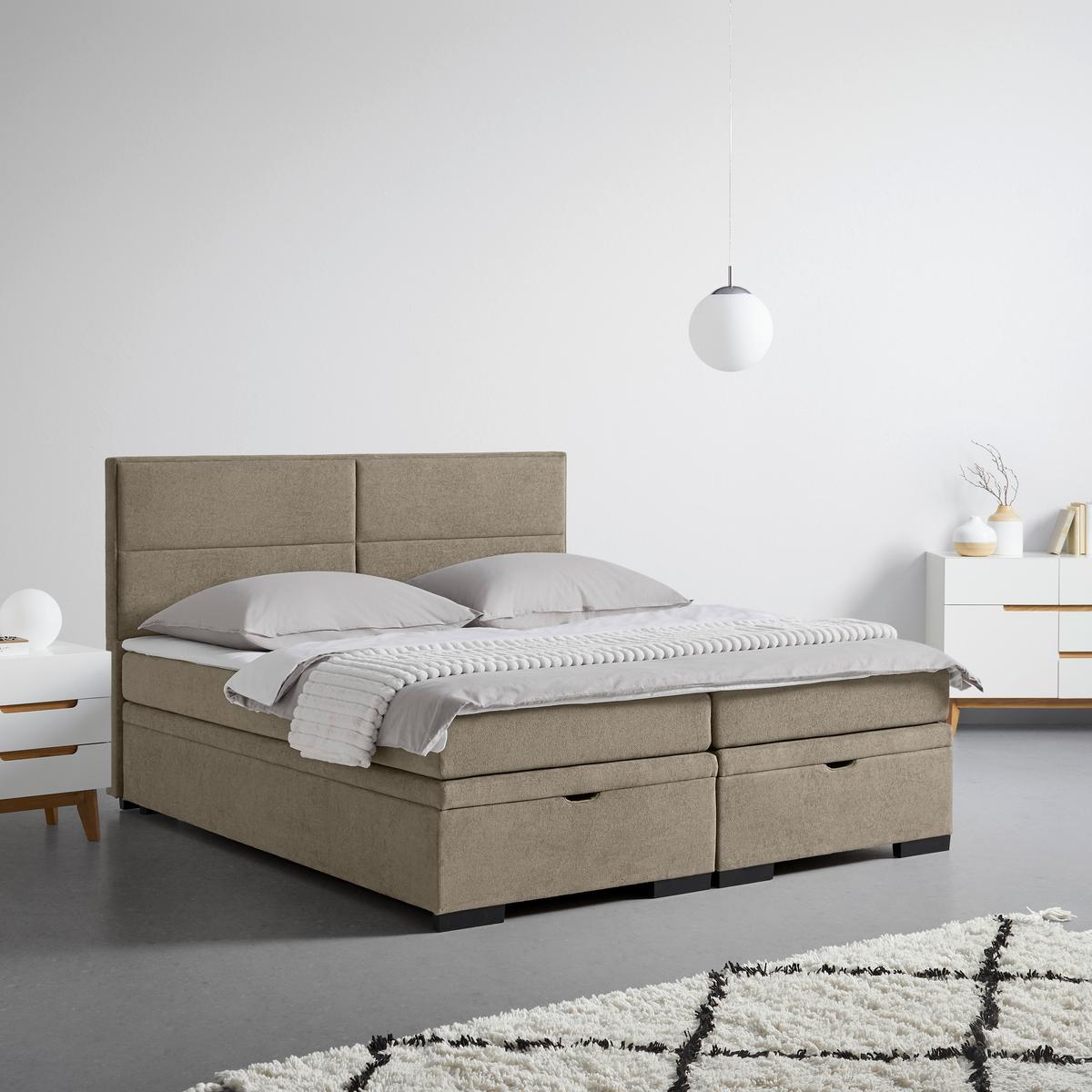 Boxspring Krevet Ethan - crna/sivo-bež, Moderno, tekstil/plastika (180/200cm) - Premium Living