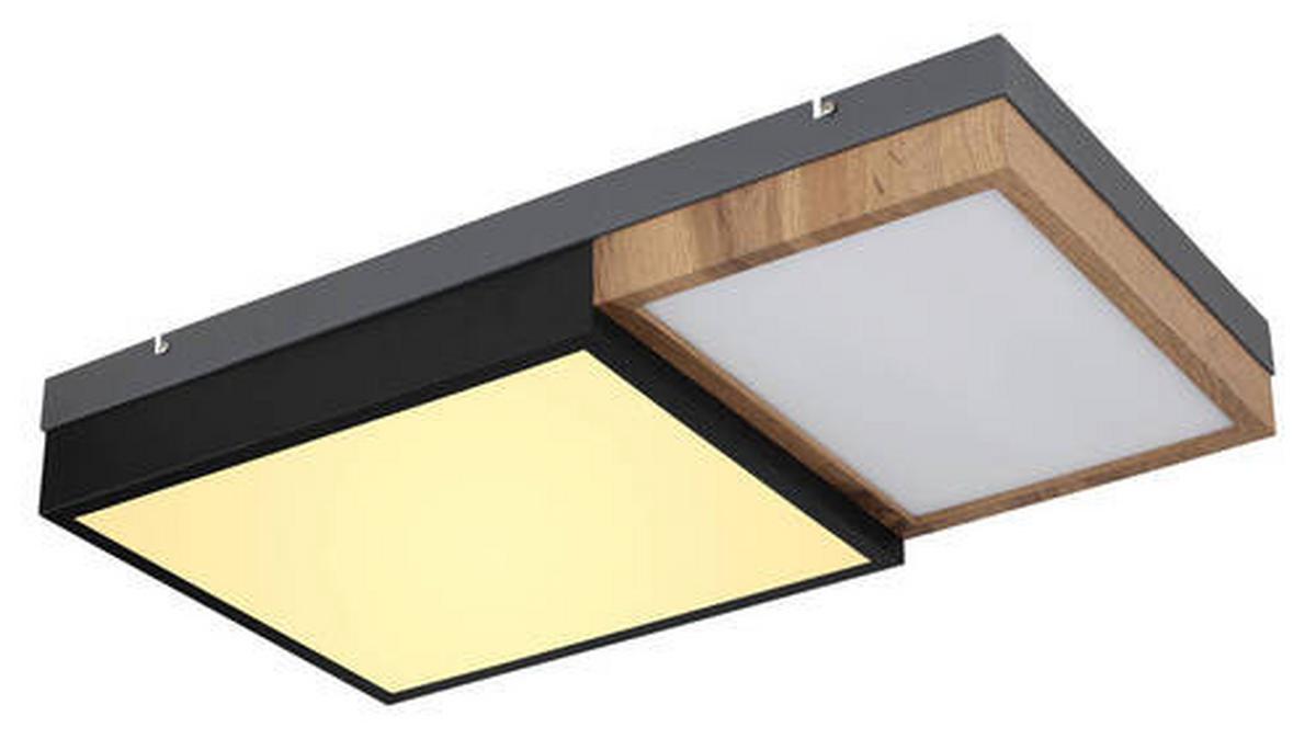 Stropna Led-svetilka Gundi, S Sijalko - črna/bela, Natur, kovina/umetna masa (65/35/9cm) - Globo