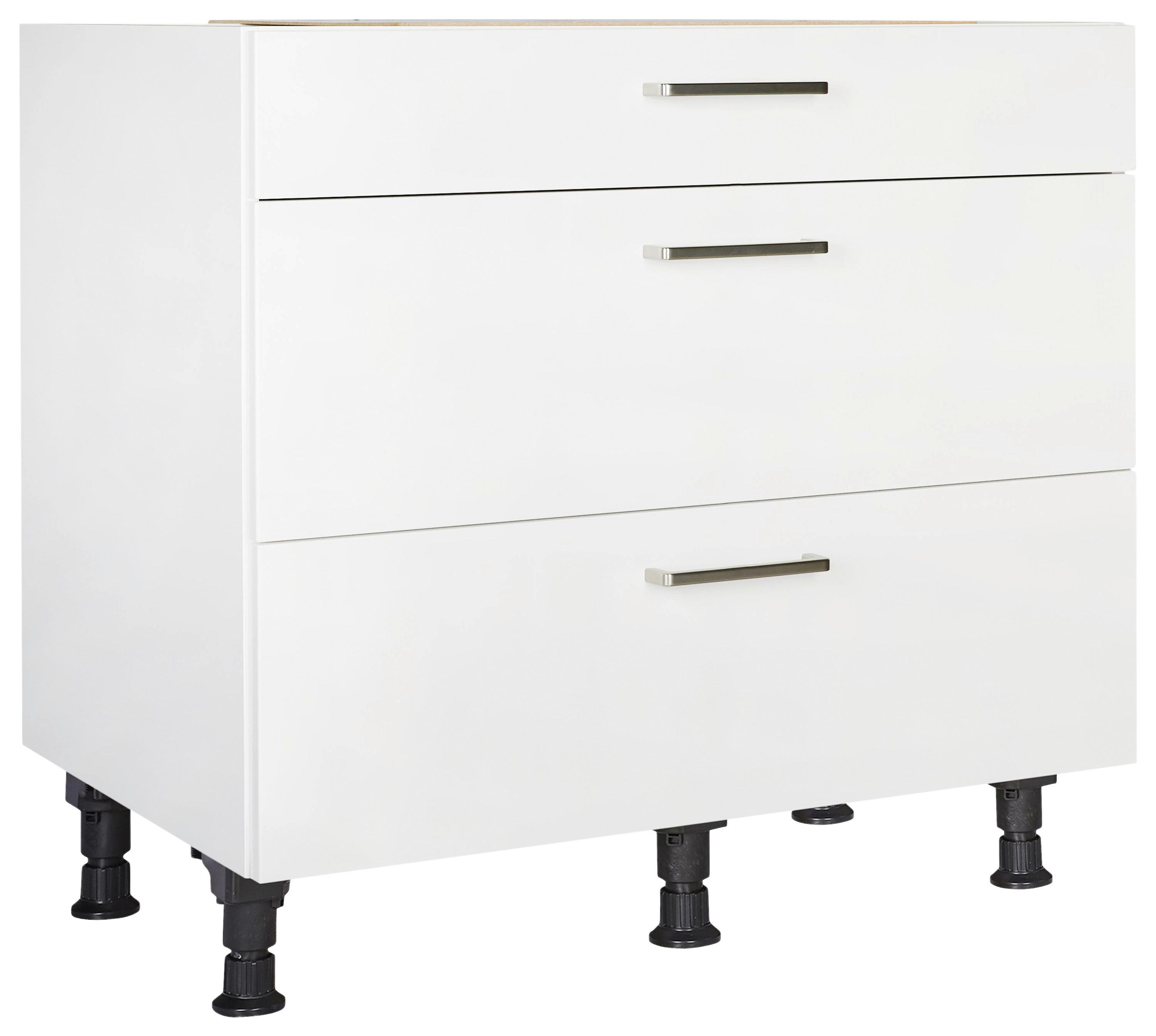 Schubkastenunterschrank Touch Weiß - Edelstahlfarben/Weiß, MODERN, Holzwerkstoff/Metall (90/87/56cm) - Nobilia