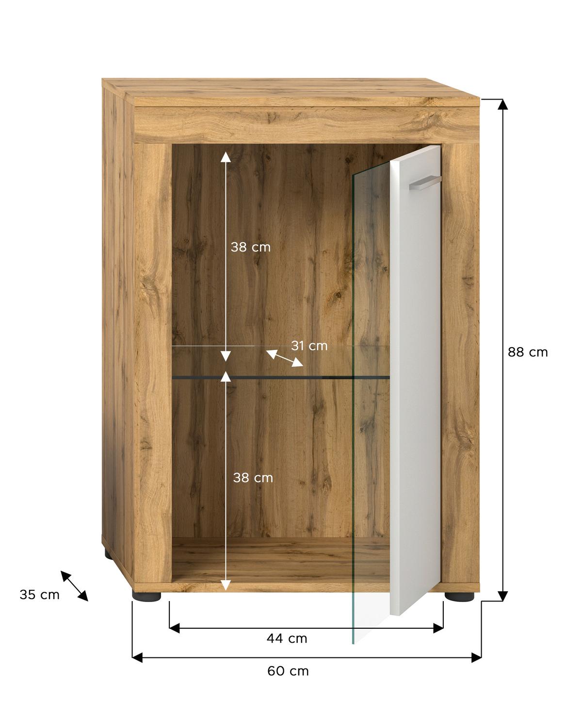 Vitrina Jam - bijela/srebrne boje, Design, staklo/drvni materijal (86/60/35cm) - Modern Living