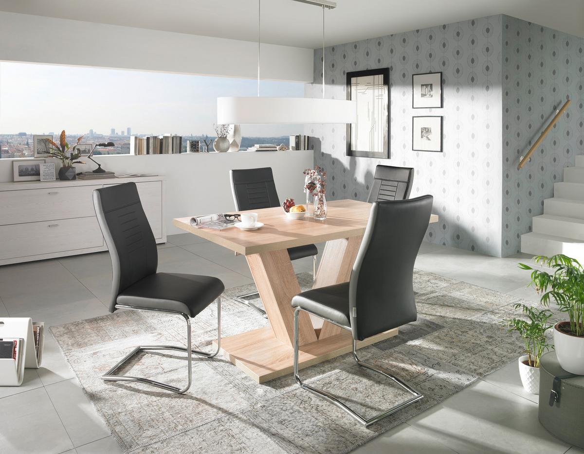 KRZESŁO NA PŁOZIE WERNER - antracytowy/szary, Design, metal/tkanina (43/98/60cm) - Carryhome