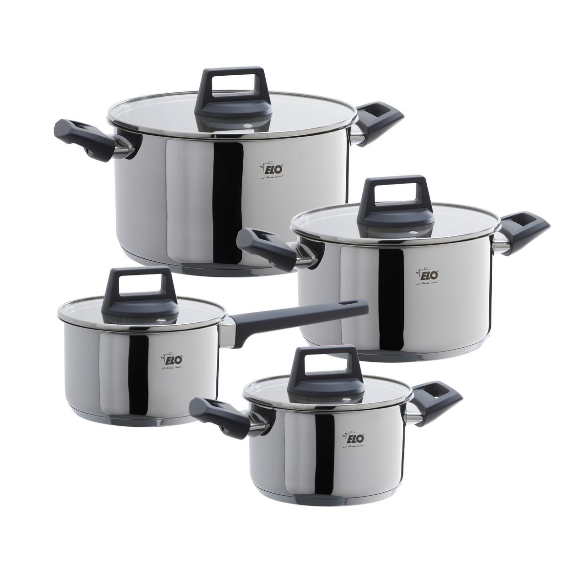 ZESTAW GARNKÓW ELENI - kolor stalowy/przejrzysty, Modern, metal/szkło - ELO