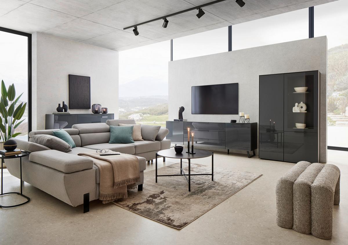 Vitrin Max Box - antracit, Modern, faalapú anyag/Üveg (109/179/42cm) - Premium Living