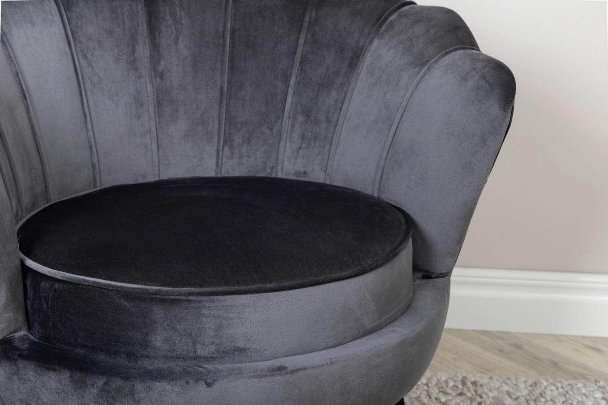 Sessel Calais ca. 83x76 cm Dunkelgrau Samt - Dunkelgrau/Schwarz, Design, Textil/Metall (83/76/77cm) - Livetastic