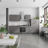 Küchenblock Riva Low m. Geräten Schieferfarben - Schieferfarben/Schwarz, MODERN, Holzwerkstoff/Metall (330cm) - Nobilia