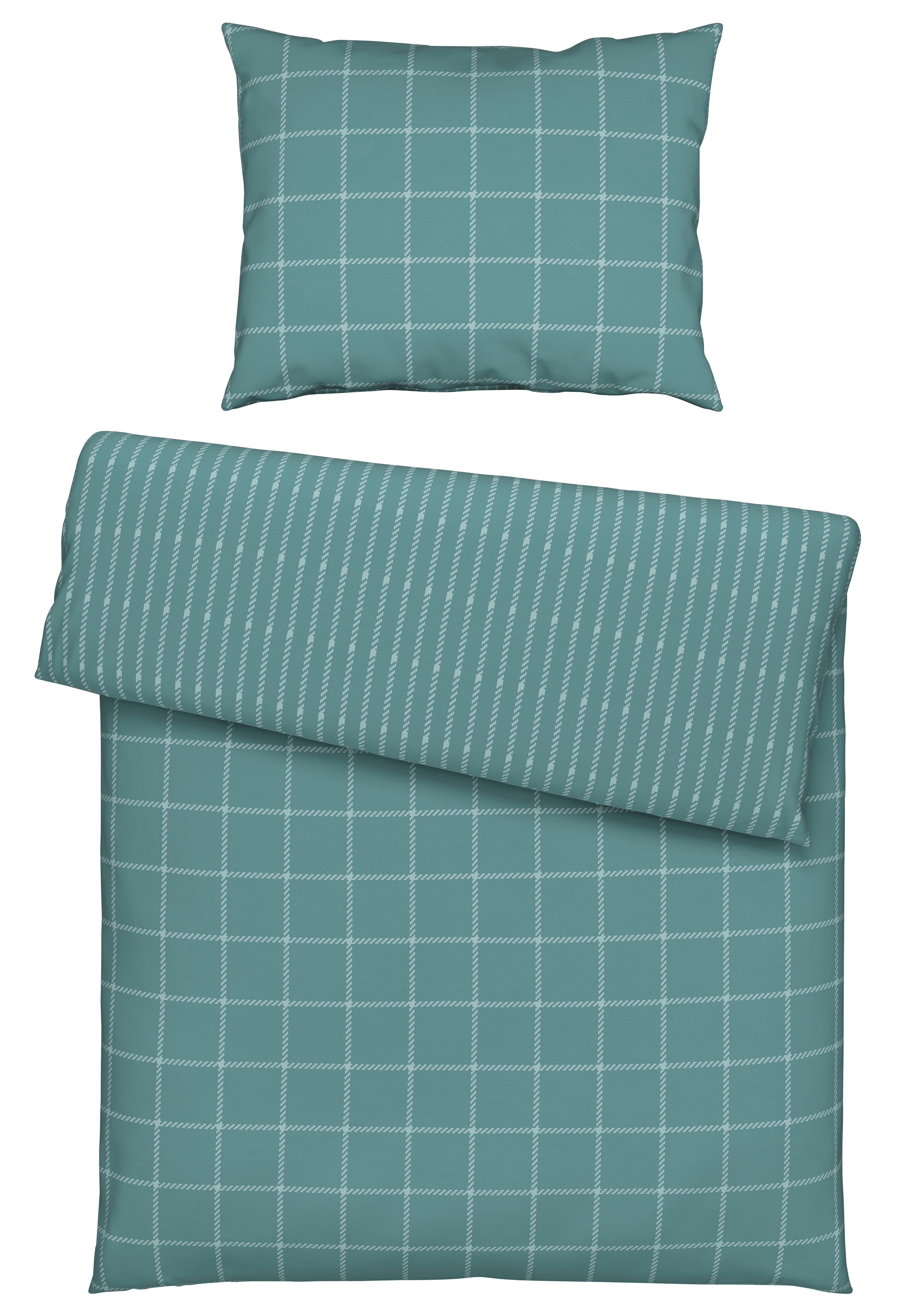 Posteljina Karo Allover 140x200/60x80cm - plava, Konvencionalno, tekstil (140/200cm) - Mömax
