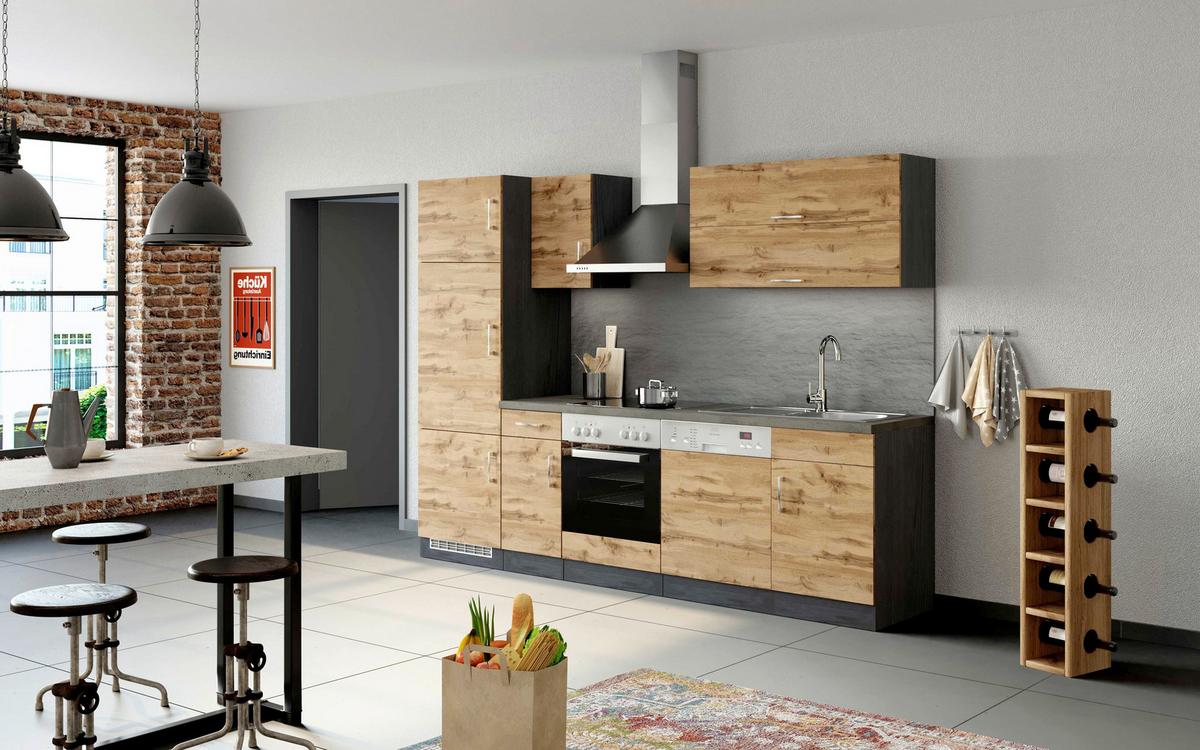 Küchenblock Sorrento ohne Geräte ca. 270 cm Eichefarben - Eichefarben/Anthrazit, MODERN, Holzwerkstoff (270/200/60cm) - Held