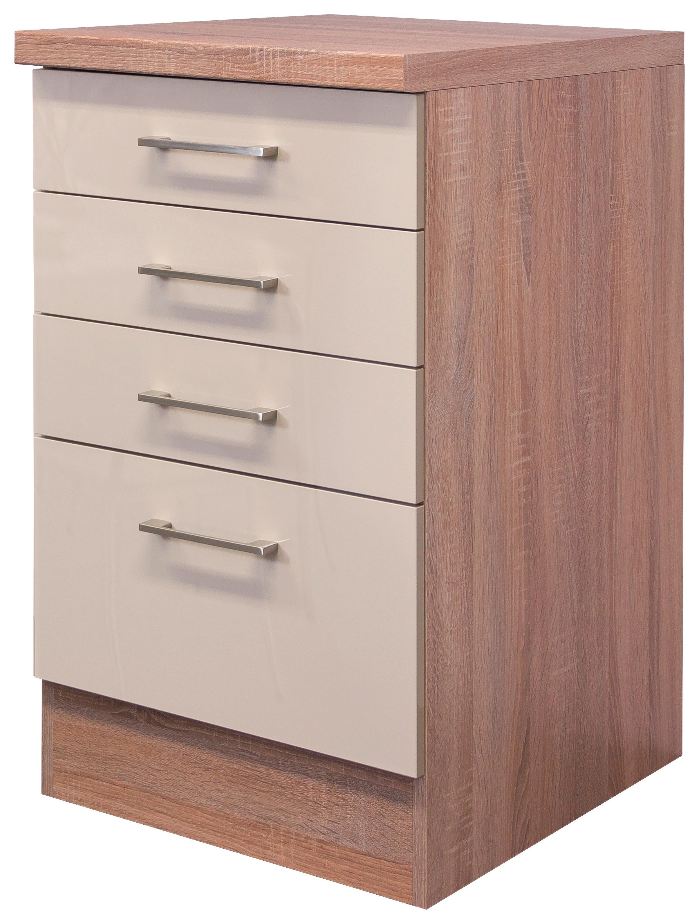 Unterschrank "Nepal" , Kaschmir/Sonoma Eiche - Kaschmir/Edelstahlfarben, MODERN, Holzwerkstoff/Metall (50/86/60cm) - FlexWell