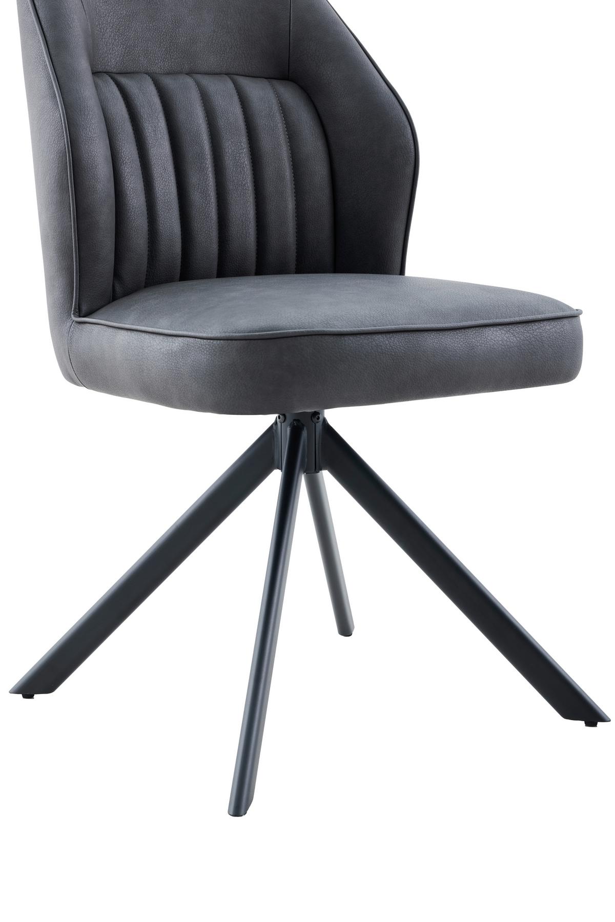 STUHL-SET PRIZZI S 2ER-SET - Anthrazit/Schwarz, MODERN, Textil/Metall (51/92/65cm) - MID.YOU