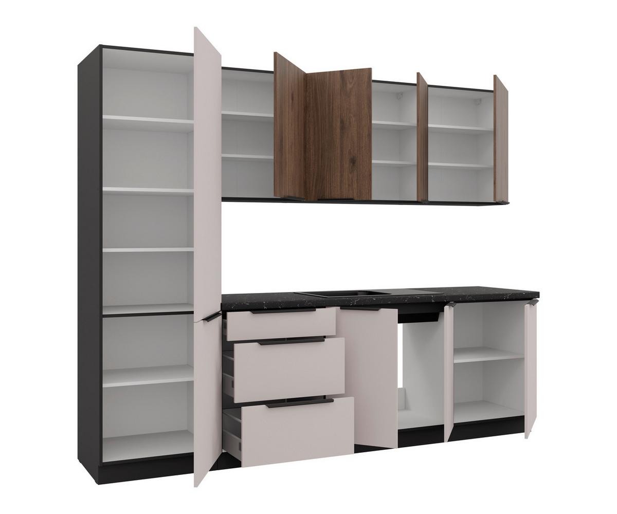 Blok Kuhinja Arona/monza - kašmir/boja orahovog drveta, Moderno, metal/pločasti materijal (260/210/60cm) - Modern Living