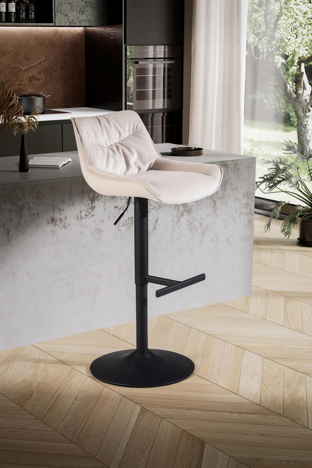 BARHOCKER WL7.004 - Beige/Schwarz, Design, Textil/Metall (45/106/55cm) - MID.YOU
