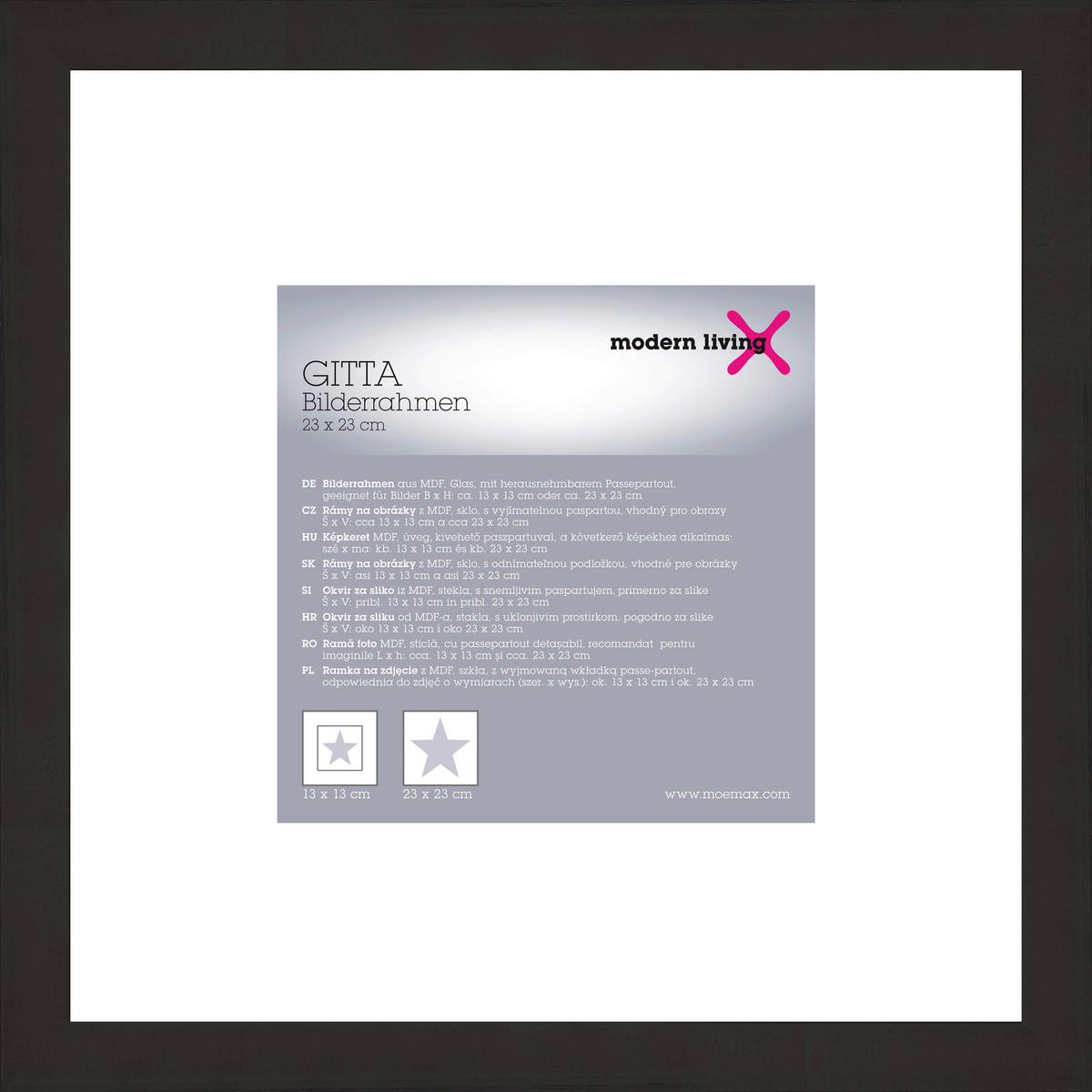 Bilderrahmen Gitta Duplo Schwarz ca. 25x25cm - Schwarz, Basics, Holz (25,2/25,2/3,6cm) - Mömax