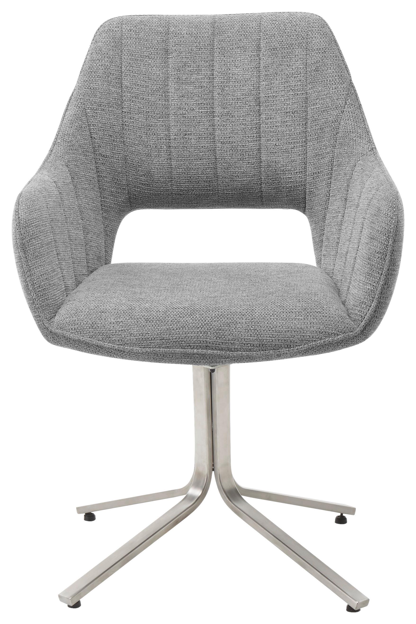 chaise accoudoirs in Grau - gris/couleur inox, Lifestyle, métal/textile (62/88/63cm) - Premium Living