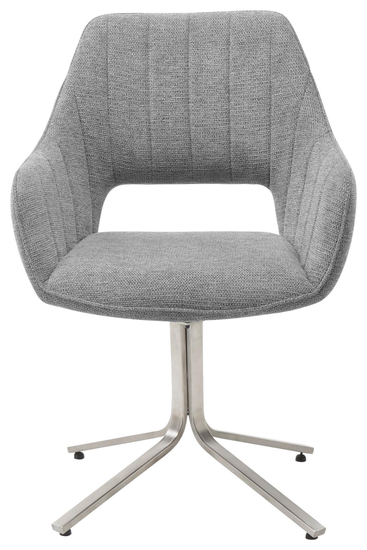 chaise accoudoirs in Grau - gris/couleur inox, Lifestyle, métal/textile (62/88/63cm) - Premium Living