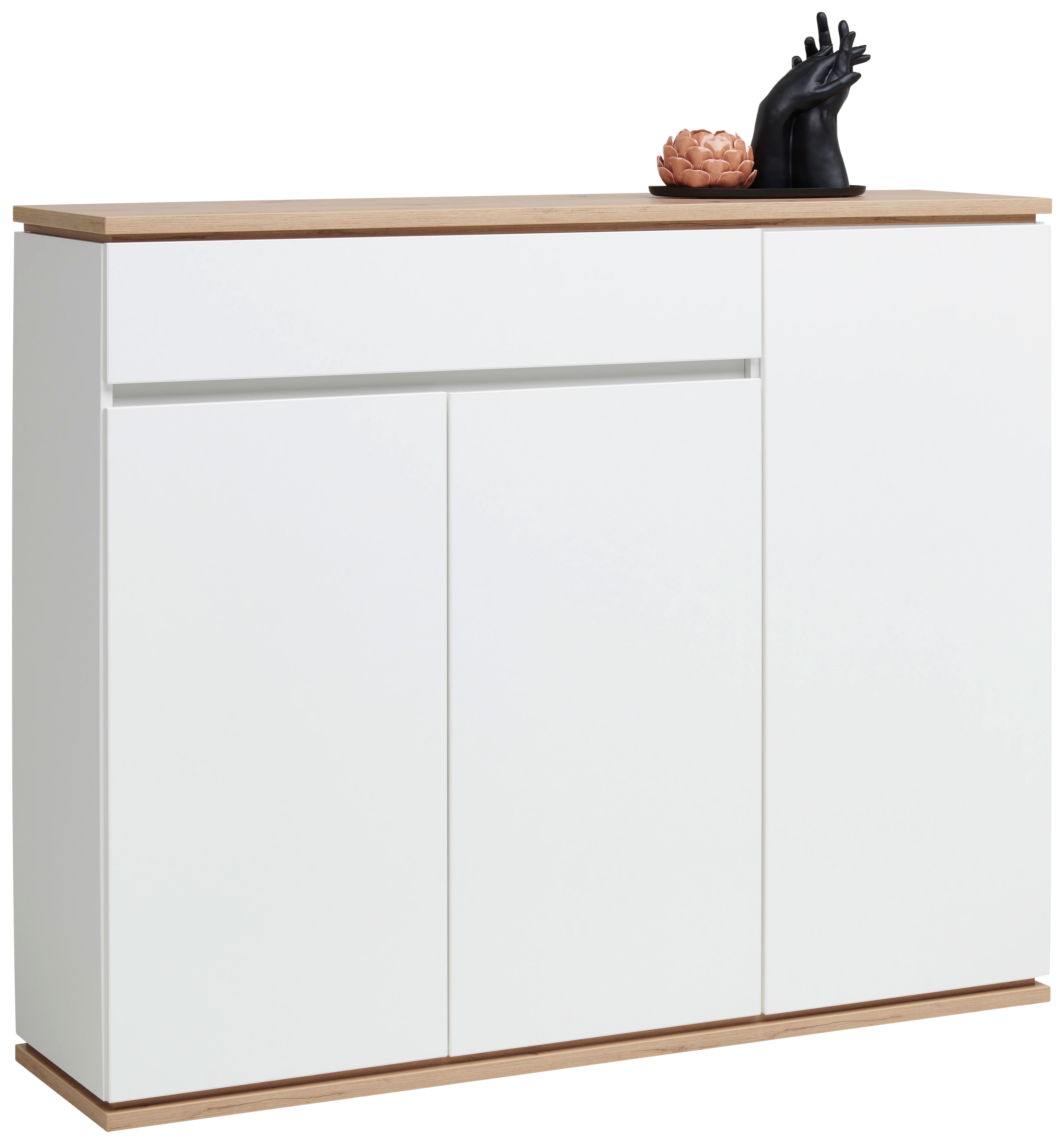 SZAFKA NA BUTY YAMAEL - biały/czarny, Design, materiał drewnopochodny/tworzywo sztuczne (135/112/38cm) - Xora