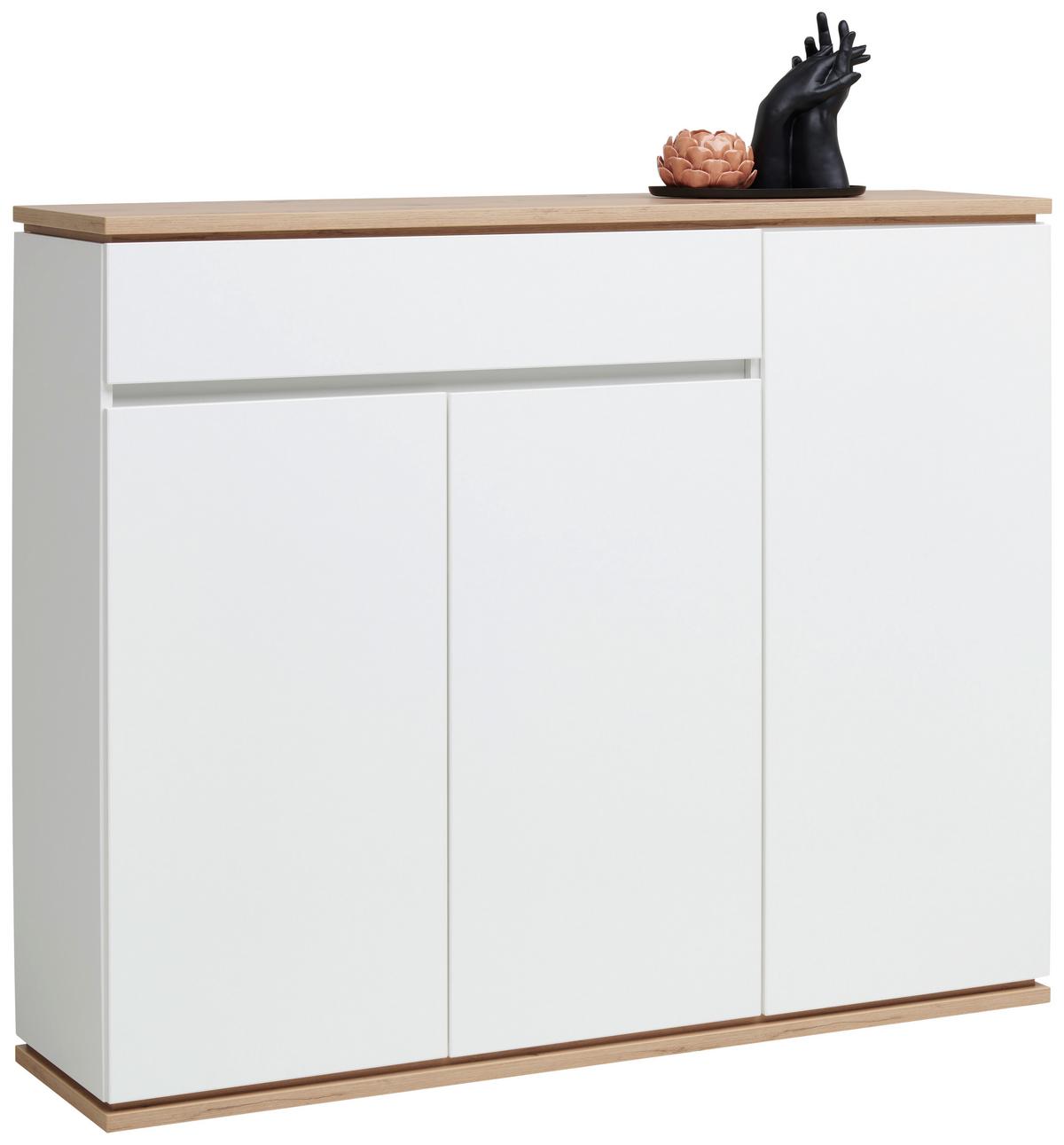 SZAFKA NA BUTY YAMAEL - biały/czarny, Design, materiał drewnopochodny/tworzywo sztuczne (135/112/38cm) - Xora