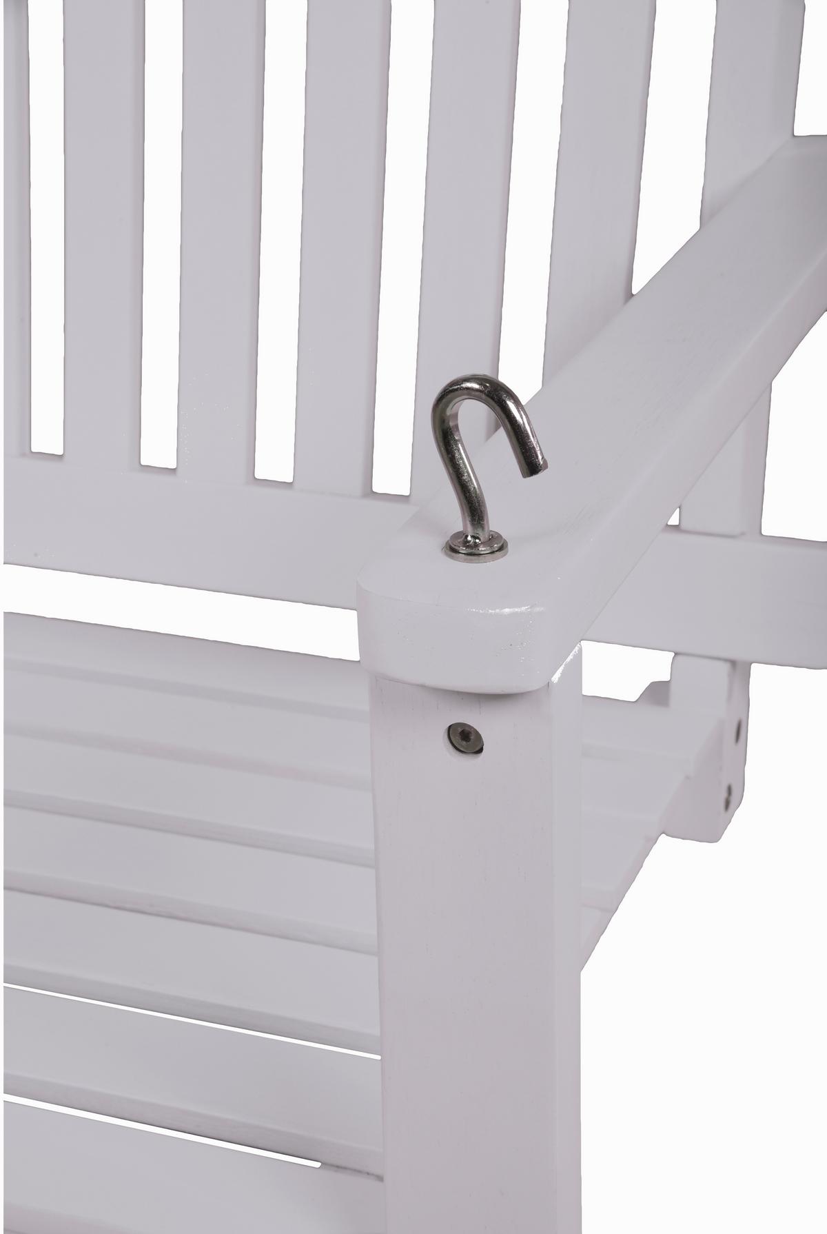 Hängebank Augusta Weiß ca. 130x57x63 cm Holz - Eukalyptusholzfarben/Goldfarben, Basics, Holz/Metall (130/57/63cm) - Gardenson